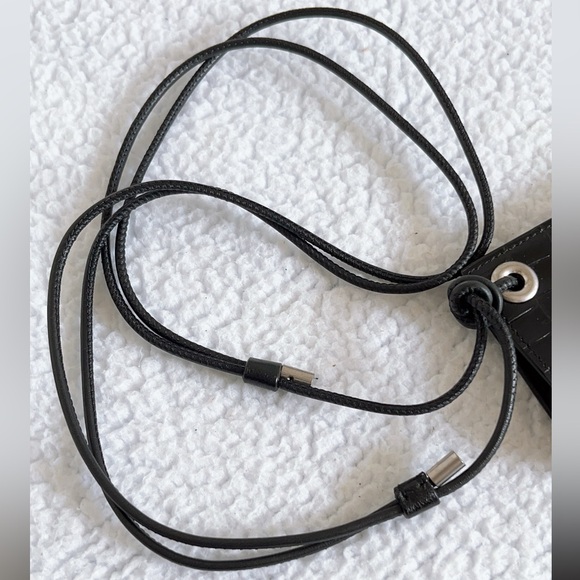 Authentic Saint Laurent Croc Embossed Flip Card Case with Lanyard - Picture 12 of 16